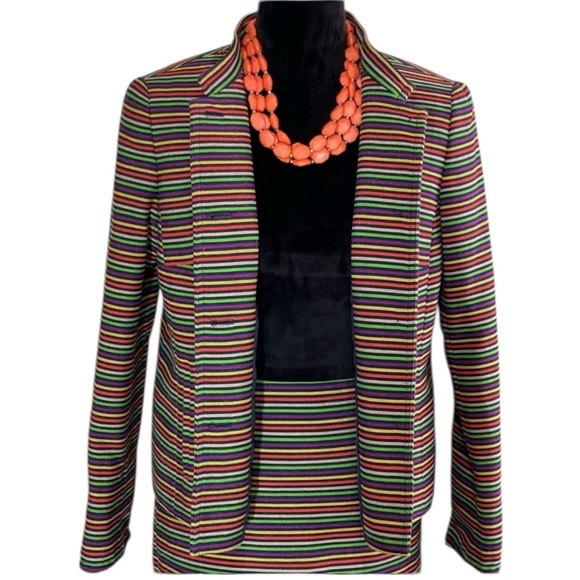 Talbots Rainbow Retro Striped Blazer & Skirt SZ 8P - Picture 1 of 14